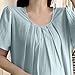QUNPIU Women's Summer Short Sleeve Crew Neck Maternity Dress Casual Loose Pleated A-Line Keyhole Pregnancy Long Dresses Mint Green