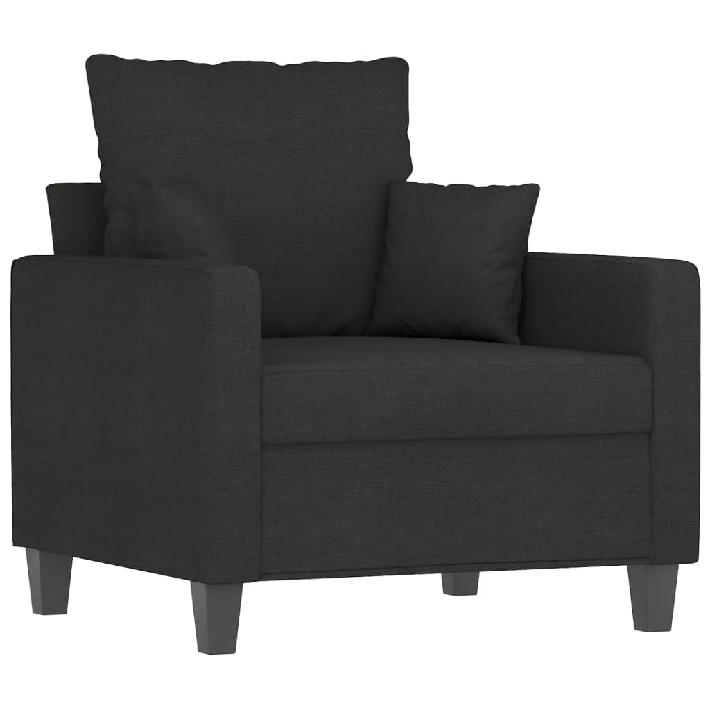 Homgoday Fotel do salonu, czarny fotel 60 cm z tkaniny, meble do salonu, krzesło, fotel relaksacyjny, fotel do sypialni
