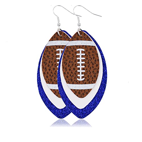Lightweight Glitter Leather Football Earrings Multilayer Leather Football Baseball Drop Earrings for Women Funny Sports Game Jewelry
