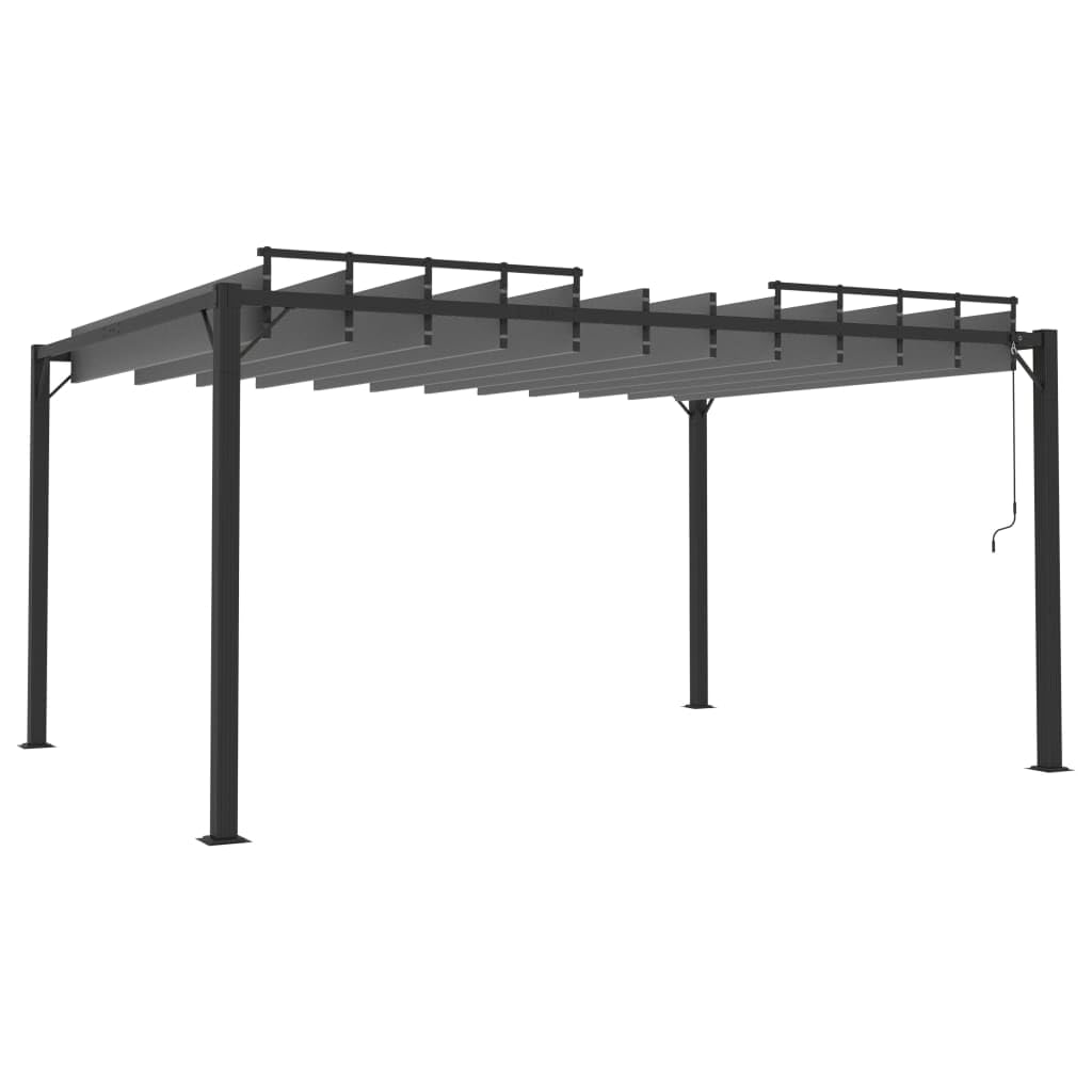 Pergola avec toit à lamelles - 3 x 4 m - Tissu anthracite et aluminium - Tente de jardin imperméable - Auvent solaire pour terrasse et balcon - Structure stable en aluminium