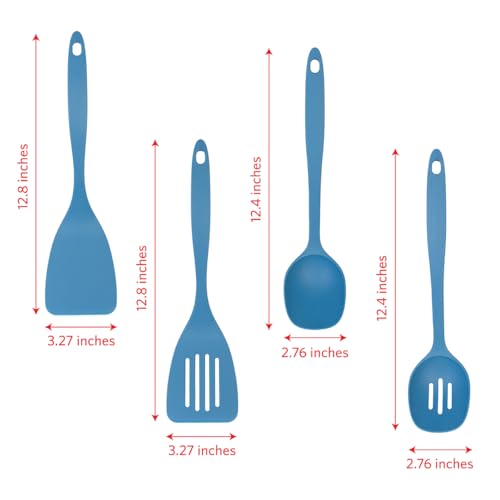 Glad Kitchen Utensils Set, 8pcs - Nonstick Cooking Tools with Utensil Holder - Nylon Spoon, Ladle, Skimmer, Spaghetti Server, and Turner Spatula Set - Dishwasher Safe, Blue - image 4
