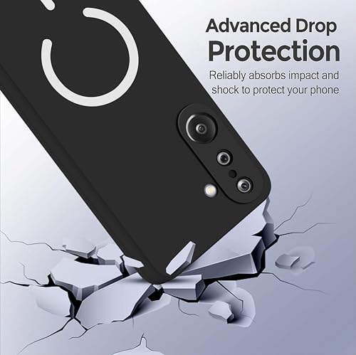 Image of SBMS Silicone Back Cover Case for Samsung M36 5G / F36 | Soft Micro-Fibre Lining Inside | Magsafe Print On Back Side Camera Protection Bump | Shockproof Case for Galaxy M36 (Magsafe Print Big Black)