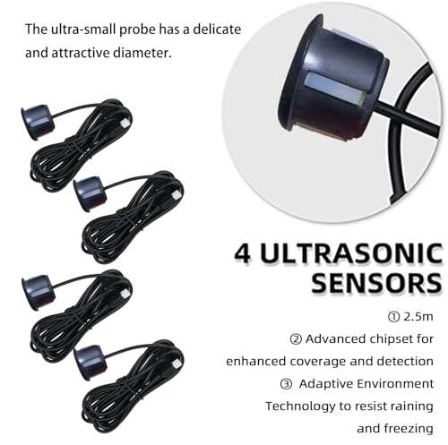 Image of LCD Parking Sensor Kit - Displays Data on Original Screen, Easy Rear Installation, Compatible with CVBS Cameras (Not for AHD), 18 Probe Colors to Match Any Vehicle MatteBlack