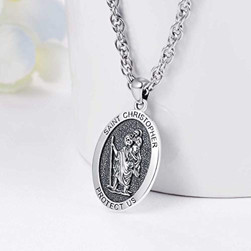 KINGWHYTE St Michael/St Christopher Necklace S925 Sterling Silver Archangel Saint Michael Protect US Pendant Jewelry Graduation Gifts for Women Men2