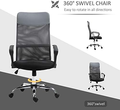 HOMCOM Swivel Executive Office Chair Task High Back Mesh Desk Chairs Height Adjustable Armchair for Home, Black