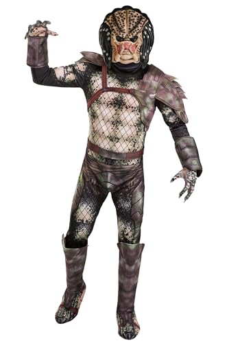 Predator Movie Adult Costume | Men's Alien Hunter Yautja Full Outfit Jumpsuit, Boot Covers, Gloves,...