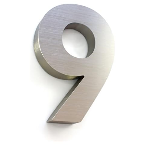 House numbers for outside - 3D 7inch House Number - Brushed Aluminium - Numeros Residenciales (Number 9) Cover