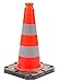Produktbild UvV® Bigfoot Leitkegel 50 cm Pylonen (HD-PE, hart) rot (schwarzer schwerer Fuß) mit 2 Streifen, reflektierender Leitkegel, Verkehrskegel (Folie Typ B)