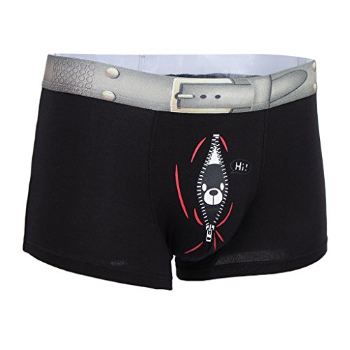 MagiDeal Divertente Stampa Boxer Biancheria Intima Underwear Shorts per Uomo - Nero, M