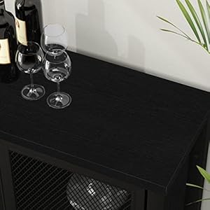 IBF Black Coffee Bar Cabinet, Liquor Cabinet with Wine Rack Storage, Industrial Kitchen Buffet Cabinet for Liquor and Coffee, Farmhouse Wine Cabinet for Home Living Dining Room, Black Oak, 55 Inch IBF Black Coffee Bar Cabinet Liquor Cabinet with Wine Rack Storage Industrial Kitchen Buffet Cabinet for Liquor and Coffee Farmhouse Wine Cabinet for Home Living Dining Room Black Oak 55 Inch