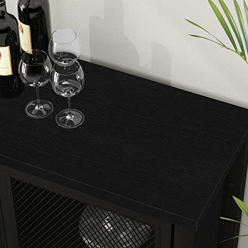 IBF-Black-Coffee-Bar-Cabinet-Liquor-Cabinet-with-Wine-Rack-Storage-Industrial-Kitchen-Buffet-Cabinet-for-Liquor-and-Coffee-Farmhouse-Wine-Cabinet-for-Home-Living-Dining-Room-Black-Oak-55-Inch IBF Black Coffee Bar Cabinet Liquor Cabinet with Wine Rack Storage Industrial Kitchen Buffet Cabinet for Liquor and Coffee Farmhouse Wine Cabinet for Home Living Dining Room Black Oak 55 Inch