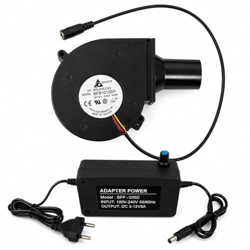 Image of HIGH Speed DC 12V 2.94A BRUSHLESS Blower Fan KIT with Adjustable Power Adapter for BBQ, Diesel Furnace, Bhatti