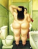  Cuadro Botero Mujer en el Baño reproducción litográfica aplicada sobre madera DMF con polímero plástico protector 28cm x 36cm x 0,7mm Colgador incluido.