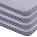 Biloban Pack and Play Sheets Fitted, 2 Pack Pack and Play Sheet Fits for Graco Pack n Play Mattress, Neutral Playard Sheets for Baby Boys and Girl, Grey & Black