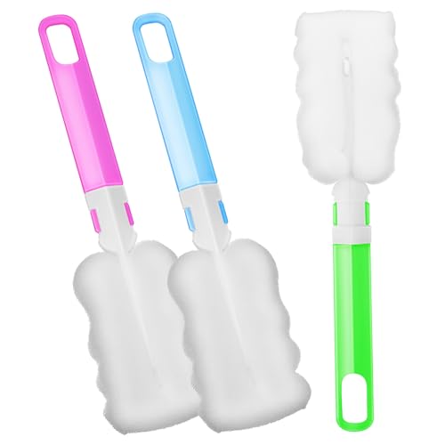 KICHOUSE 3pcs Cup Brush Cleaning Scrub Brush Thermal Cup Insulated Cup Bottle Sponge Cleaning Brush Reusable Cup Brush Cup Cleaning Brush Kitchen Brush Plastic re-usable