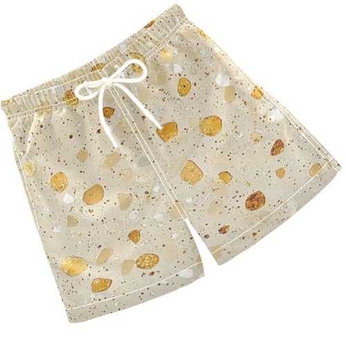 Pigsaly Boys Swim Trunks Yellow Cream Gradient Flashing Glitter Boys Board Shorts Swimsuit Swimwear Summer Bathing Suit S