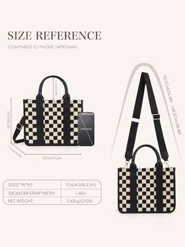 Image of hibear Checkered Hobo Bag for Women City Tote Handbag Trendy Slouchy Crossbody Bag Canvas Vintage Shoulder Bag 2026 New