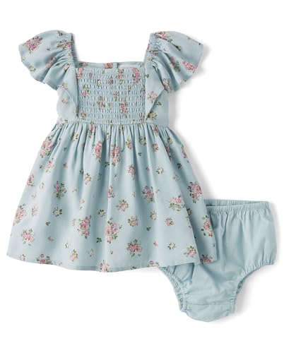 The Children's Place Baby Girls' and Newborn Short Sleeve Ruffle Dress