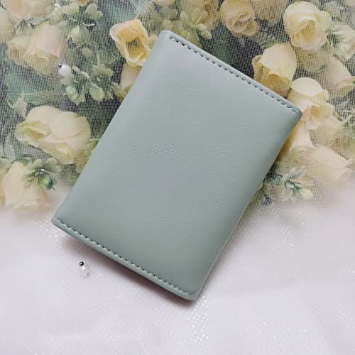 Cute Cartoon Cat Print Wallet Short Tri-fold Wallet Multi-Card Purse for Women and Girl (Cartoon Green)4