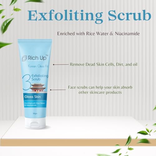 Image of RICH UP KOREAN GLASS FACIAL KIT - 360GM (315GM + 45ML) | MULTIPLE TIMES USE WITH 8 EASY STEPS | FOR ALL SKIN TYPE | BEST FACIAL KIT FOR MEN AND WOMEN