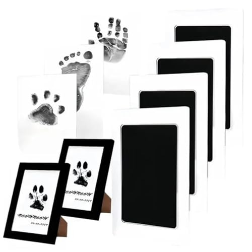 Pfotenabdruck Set Hund Katze - 4 Stück Fussabdruck Baby Set | Pfotenabdruck Set Katze | Andenken-Set Für Handabdruck Und Fußabdruck Baby, Erinnerungsfotorahmen Als Geschenk Für Hundebesitzer