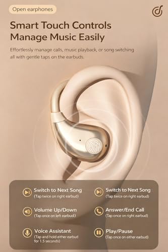 Image of OWS R300 TWS Earbuds, Gaming Earbuds with Open Wearable Stereo, 50 Hours Playtime, Bluetooth 5.4 + ENC Clarity, 13mm HD BASS Drivers, IPX6 Sweat-Proof,Built-in Mic