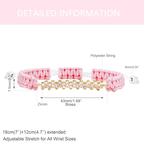 Image of Hand-woven String and Tennis Zircon Bracelet, Stylish Retro Adjustable Bracelet BFF Cubic Zirconia Crystal Women's Love Friendship Jewelry