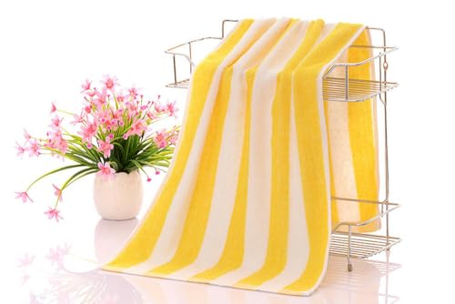 MEKPAM Lot De 4 Serviettes De Bain À Rayures en Coton pour Le Sport, Le Fitness, Le Yoga, Serviette De Bain Extensible, Couleur Beige