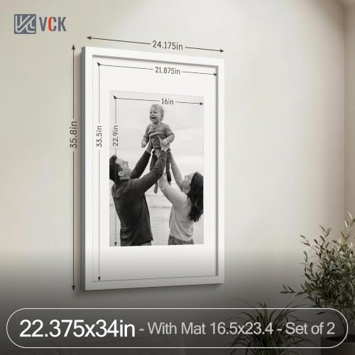 Image of VCK 22.375 x 34 Poster Frame 2 Pack, White Wood, A2 Mat, for Poster Print