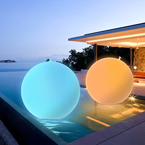 AVCXEC Luces LED Flotantes de Piscina, 2PCS 40 cm para Spa, IP67 Impermeable con 16 Cambios de Color para Exteriores, Jardín, Césped, Patio