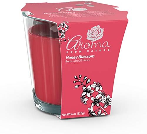 Aroma From Nature Honey Blossom 4 oz AireCare Scented Candle - 1 Pack - Aromatherapy Candles - Home Fragrance - Apothecary Glass with Single Wick