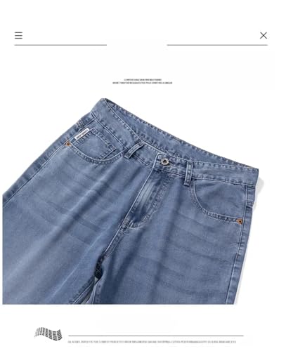 Men Lyocell Thin Jeans Soft Wide Trousers Straight Comfortable Loose Denim Pants Streetwear2