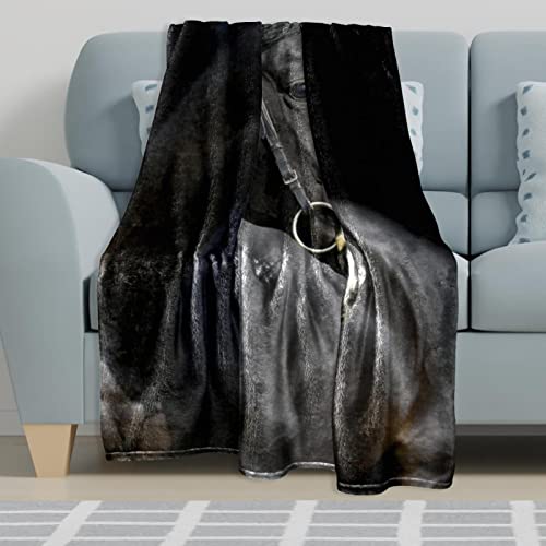 Couverture de sieste en microfibre premium et plaid peluche cheval noir