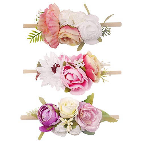 Baby Floral Headband Nylon Turban Elastic Head Wraps For Newborn Infant Toddler Girls