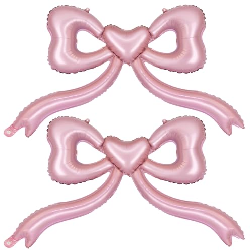 Image of Pink Bow Balloons for Bachelorette Party Decorations - Pink Balloons for Bridal Shower, Engagement, Wedding & Birthday Decorations Women Girls, Princess Party Decoration (2)