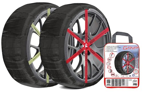 Grip Catene da Neve Tessile, Taglia N. 560, Set 2 PZ,Guanti Inclusi