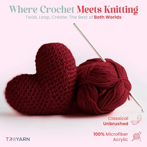 Image of Microfiber Acrylic Yarn for Crocheting & Knitting - 2 Skeins (2x383 Yds) (105057 - Claret Red) - 100% Acrylic for Craft Projects