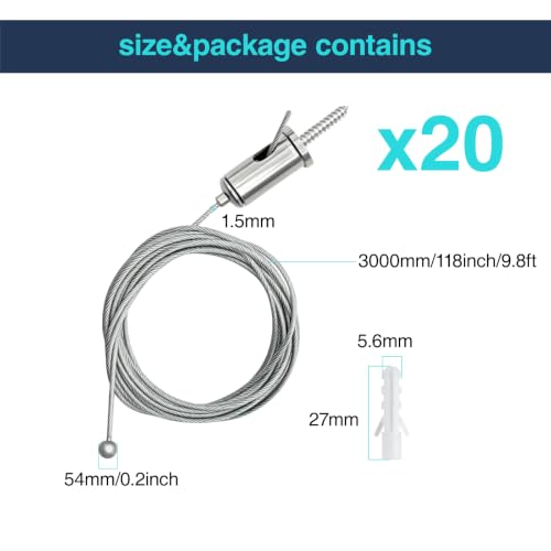 Image of Hexagon Garage Lights Suspension Cables Kit Steel Hanging Chains 9.8ft