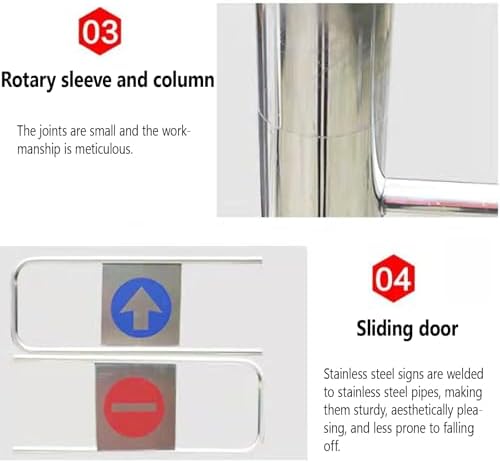 Automatic Swing Gate - 90° Opening, Self-Closing One-Way Door - Stainless Steel Pedestrian Access Control for Warehouses, Libraries, Stores (70x100cm)