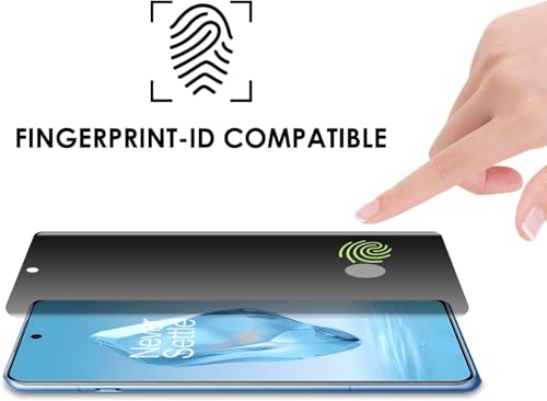 Image of SHILD Privacy UV Tempered Glass for OnePlus 12R (6.78 Inch) | Anti-Spy Curved Screen Protector | 9H Hardness | Ultrasonic Fingerprint Compatible | HD Clarity | Bubble Free UV Installation | Case Friendly