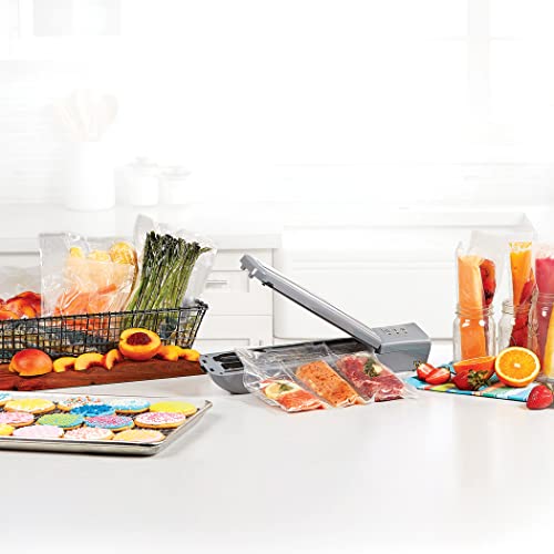 Powerxl Duo Nutrisealer Food Vacuum Sealer Machine With Vacuum Seal Bags & Rolls, Double Airtight Sealing With Built-In Cutter, Small Snack Bag Capability, Safety Certified, Lab Tested, Led Indicator Lights, 11 Inch (Slate) #TOP3