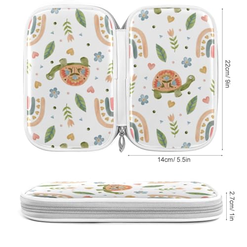 Image of Cartoon Cute Turtle Rainbow Pencil Bag Case Zipper Pencil Holder Organizer Stationary Pen Bag Cosmetic Makeup Bag Pouch Purse for School Office Supplies
