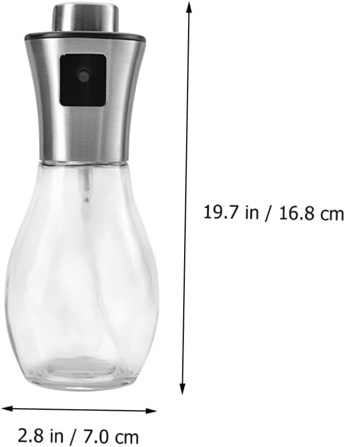PRETYZOOM Stainless Steel Oil Spray Bottle Set 2 Glass Oil Dispenser Bottles for Cooking BBQ and Salad Dressings Fine Mist Kitchen Vinegar Containers