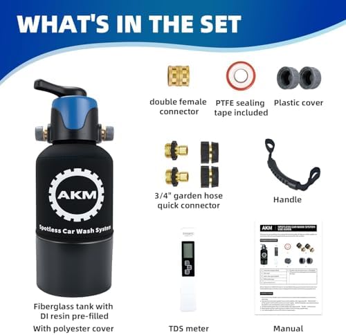 AKM Spotless Water System for car wash,Pre-Filled with DI 5L Resin, with Bypass, DI Water System,Garden Hose Quick Connector, Deionized Water System for RV, Vehicles, Bikes, Boats, No Spots — view 5