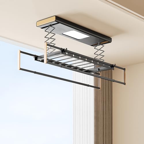 Tendedero eléctrico de aleación de aluminio, montaje en techo, 110 x 30 cm, ideal para un secado eficiente de la ropa