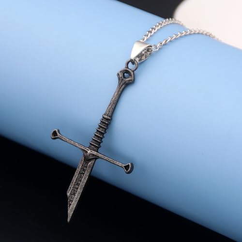SONGCHANGJEWELRY Narsil Broken Sword Necklace - LOTR Lord Power Pendant - Gothic Cosplay Jewelry Accessories Gift for Man Woman Fans4