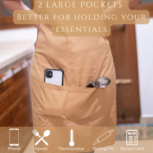 Whitewrap Bib Apron With 2 Pockets | 2-Pack | 35”X28” With Adjustable Neck | Brown | Unisex Apron Long Ties | Commercial Apron For Cooking, Chef And Restaurant| Kitchen Bbq Painting #TOP3