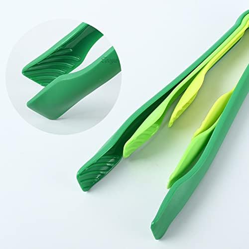 H-Lyu 3 Pieces Kitchen Tongs Multifunctional Cooking Tongs Plastic Kitchen Tongs for Cooking Oven Baking Salad Steak Vegetable Ice(Green),C-21051102