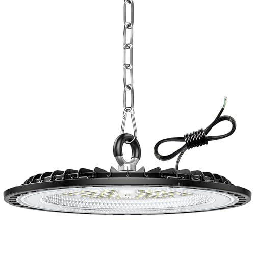 1 Pack 100W UFO LED Lámpara de Alta Bahía, 15000LM Focos Led Interior Techo, 6000K Blanco Frío Iluminación de Almacén, IP65 Impermeable Lampara Industrial Para Patio, Garaje, Fábrica, Taller