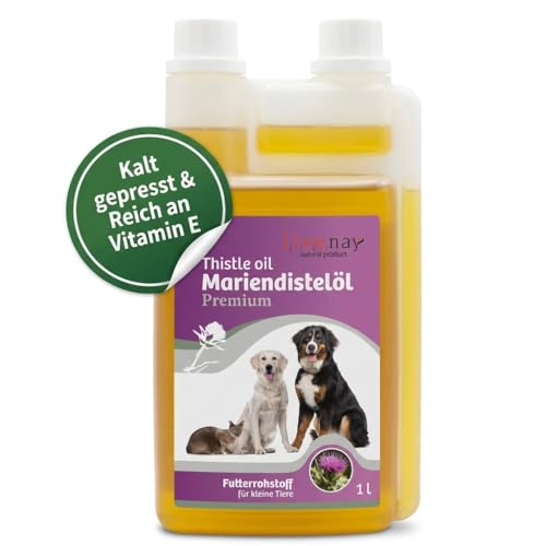 Foto von Livenay Mariendistelöl - Linolsäure & Vitamin E, enthält ausschließlich Omega-Fettsäuren - Hunde, Katzen, Pferd - Haut, Fell - 1L - Immunsystem, Ergänzungsfuttermittel, Milk Thistle Oil